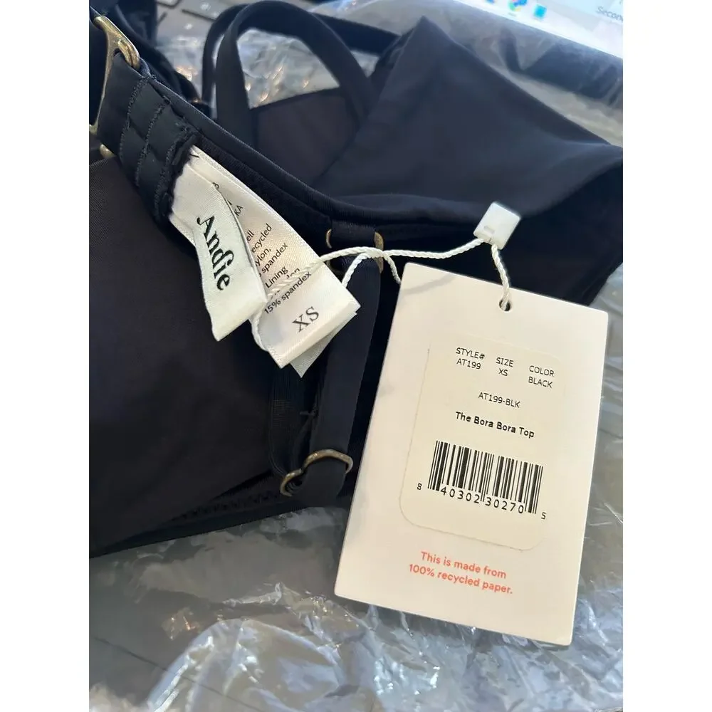 Andie Swim Black The Bora Bora Bikini Top in Black XS NWT - Picture 5 of 7